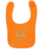 CURRENT Family FAVORITE toddler bib in orange with baby blue vinyl