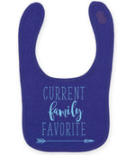 CURRENT Family FAVORITE toddler bib in purple with baby blue vinyl