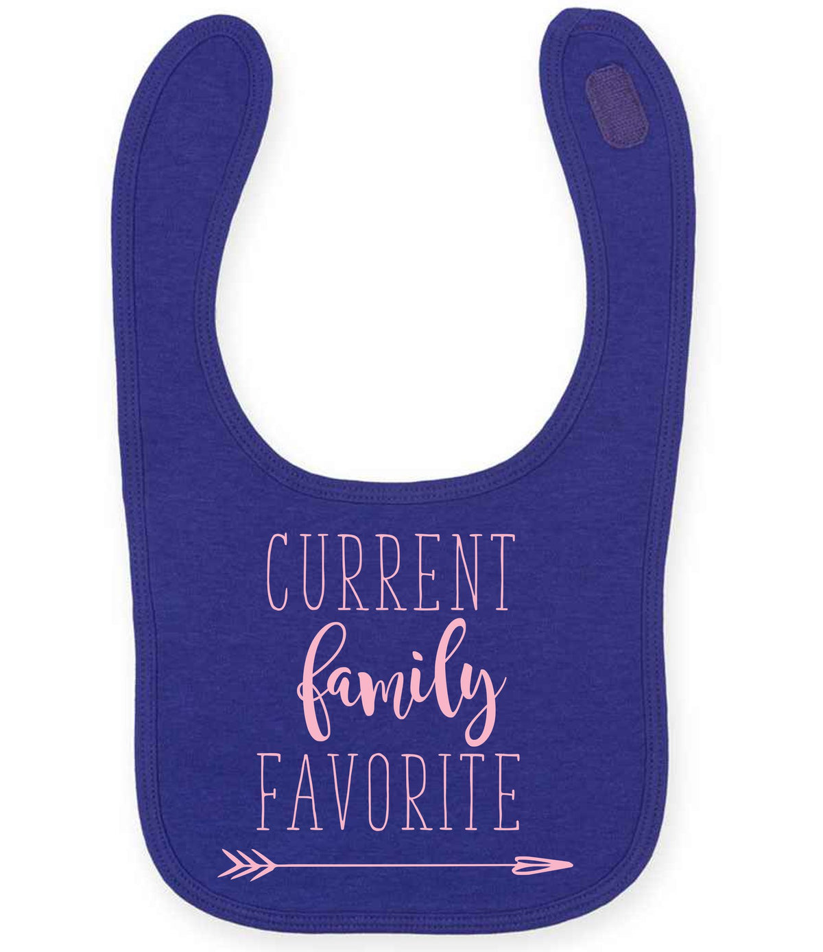CURRENT Family FAVORITE toddler bib in purple with baby pink vinyl