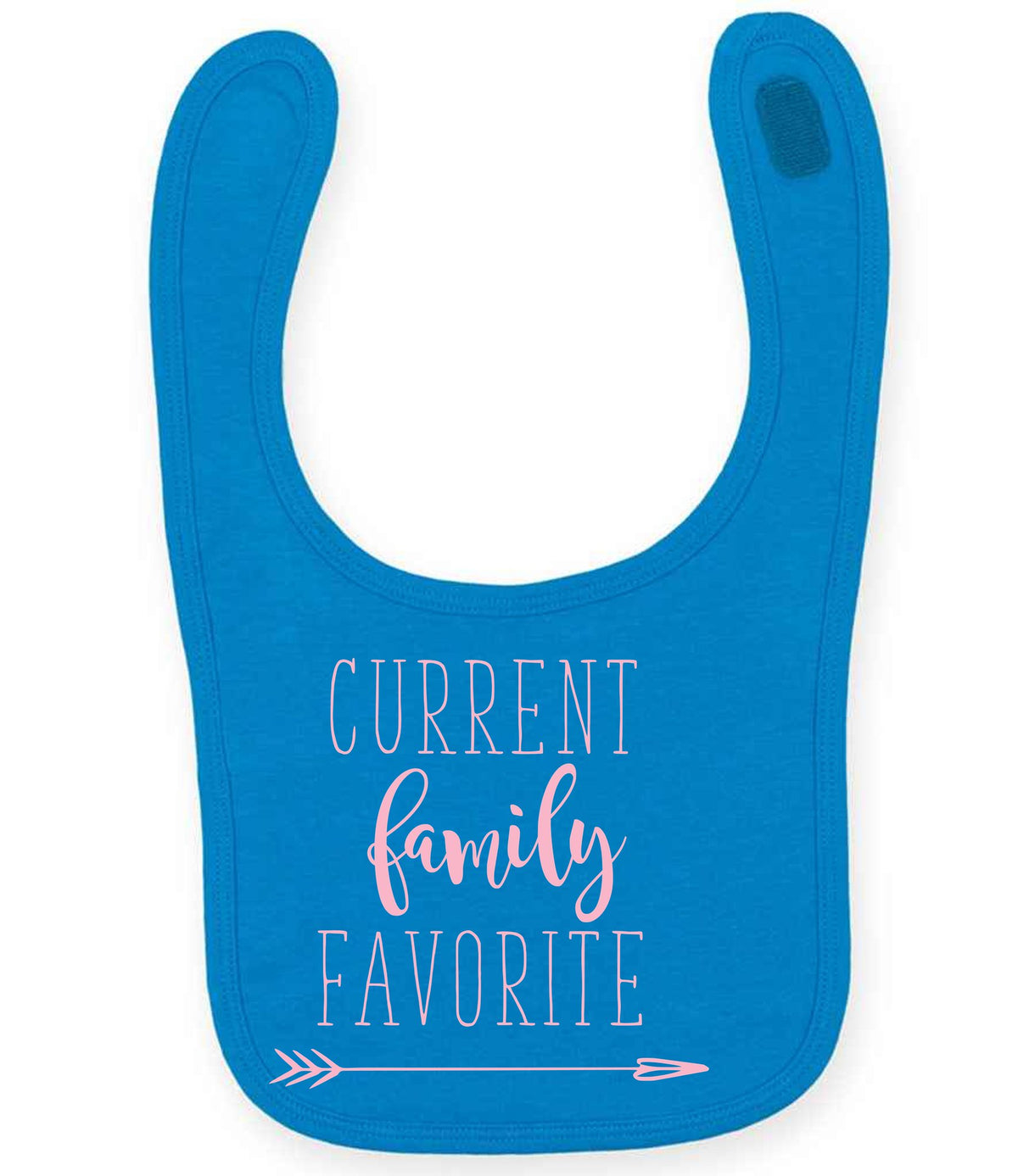 CURRENT Family FAVORITE toddler bib in sapphire blue with baby pink vinyl