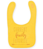 CURRENT Family FAVORITE toddler bib in sunflower with baby pink vinyl