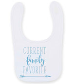 CURRENT Family FAVORITE toddler bib in white with baby blue vinyl