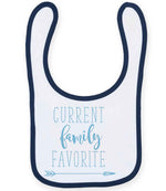 CURRENT Family FAVORITE toddler bib in white/navy with baby blue vinyl
