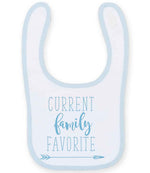 CURRENT Family FAVORITE toddler bib in white/pale blue with baby blue vinyl