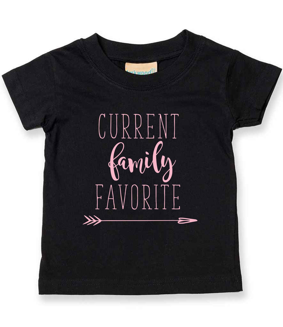 CURRENT Family FAVORITE – Baby T-Shirt in Black with Baby Pink vinyl
