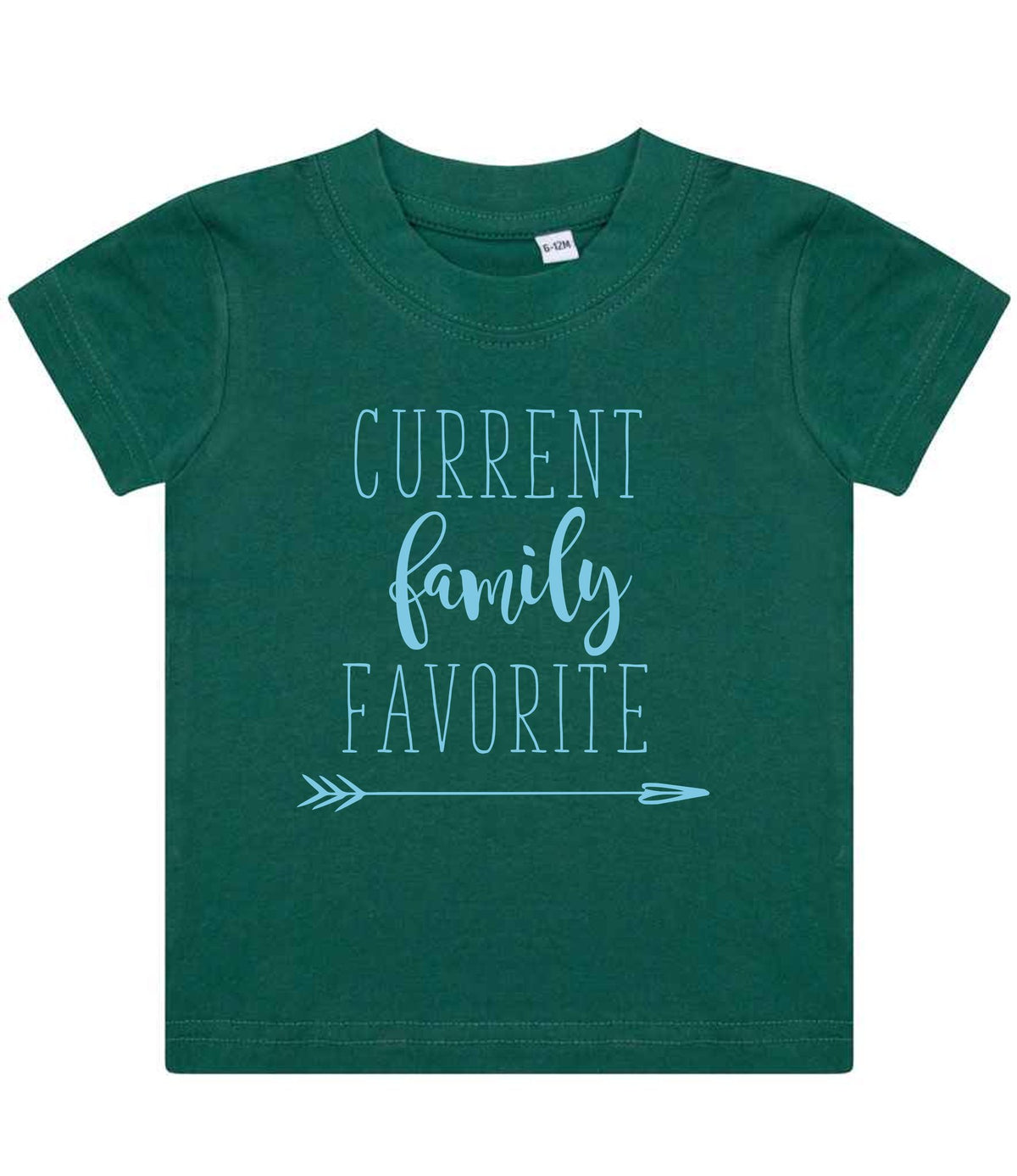 CURRENT Family FAVORITE – Baby T-Shirt in Bottle Green with Baby Blue vinyl