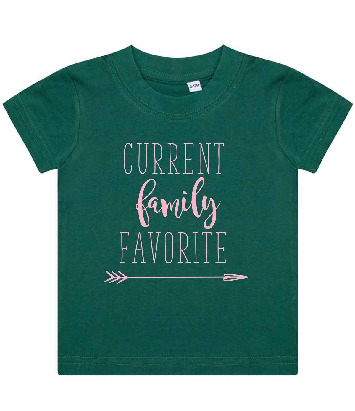 CURRENT Family FAVORITE – Baby T-Shirt in Bottle Green with Baby Pink vinyl