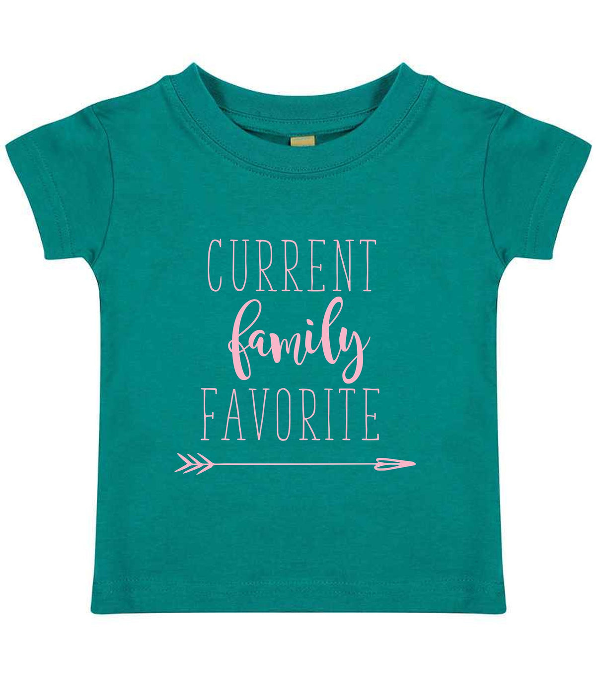 CURRENT Family FAVORITE – Baby T-Shirt in Jade with Baby Pink vinyl