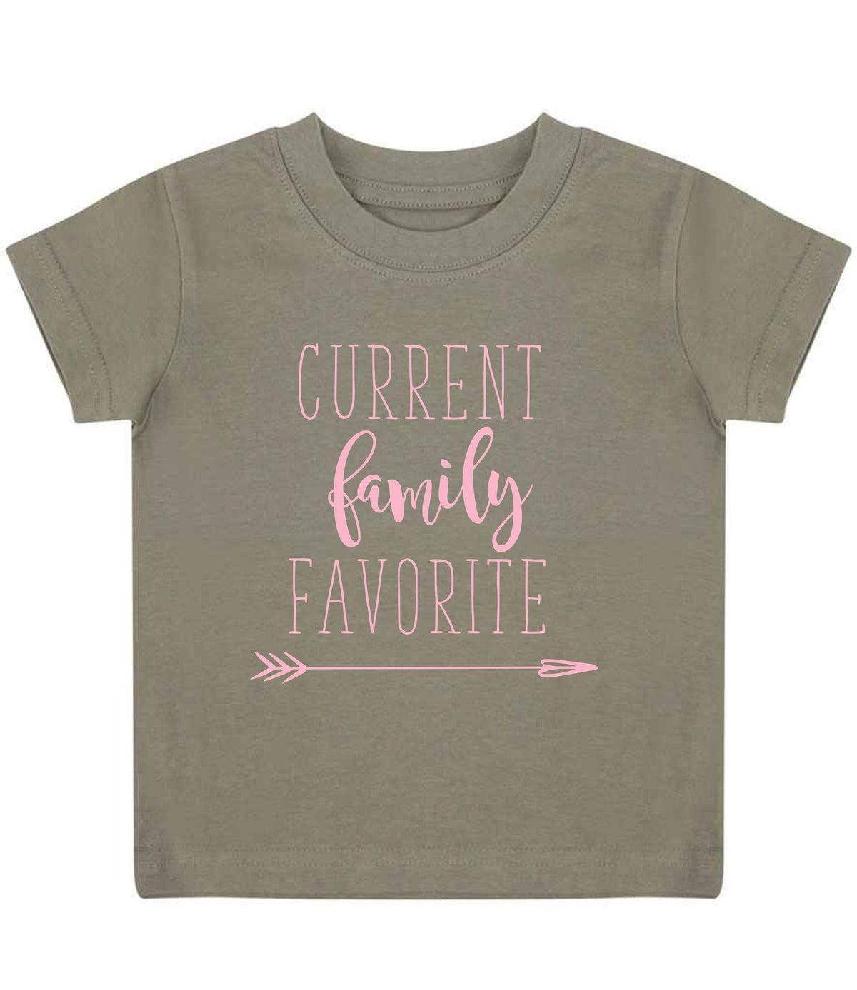 CURRENT Family FAVORITE – Baby T-Shirt in Khaki with Baby Pink vinyl