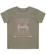 CURRENT Family FAVORITE – Baby T-Shirt in Khaki with Baby Pink vinyl