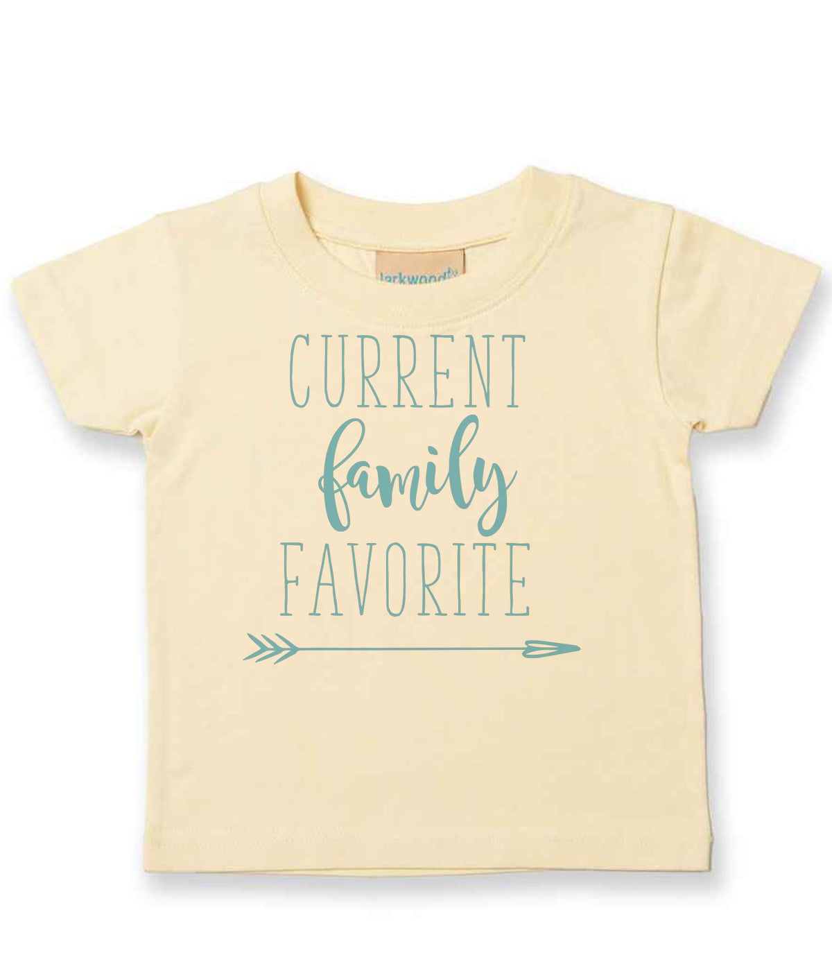 CURRENT Family FAVORITE – Baby T-Shirt in Pale Yellow with Baby Blue vinyl