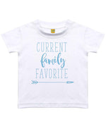 CURRENT Family FAVORITE – Baby T-Shirt in Sublimation White with Baby Blue vinyl