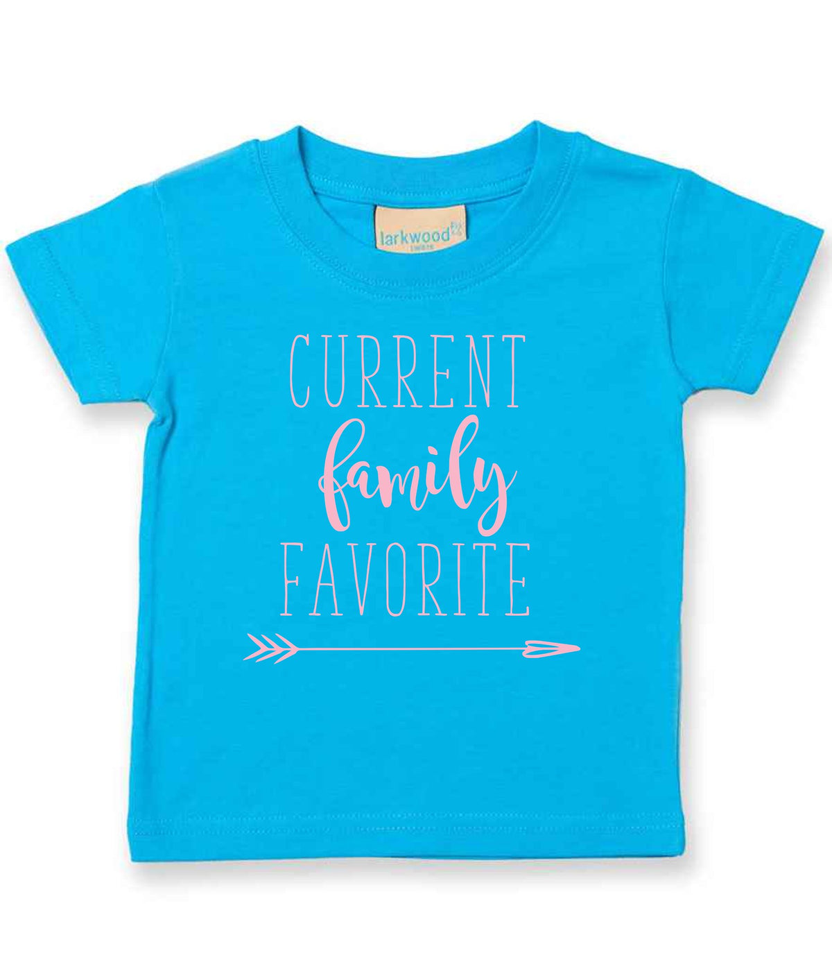 CURRENT Family FAVORITE – Baby T-Shirt in Turquoise Blue with Baby Pink vinyl