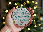 Customisable a VERY Married Christmas Mr & Mrs – Ceramic Hanging Decoration, personalised with your own text