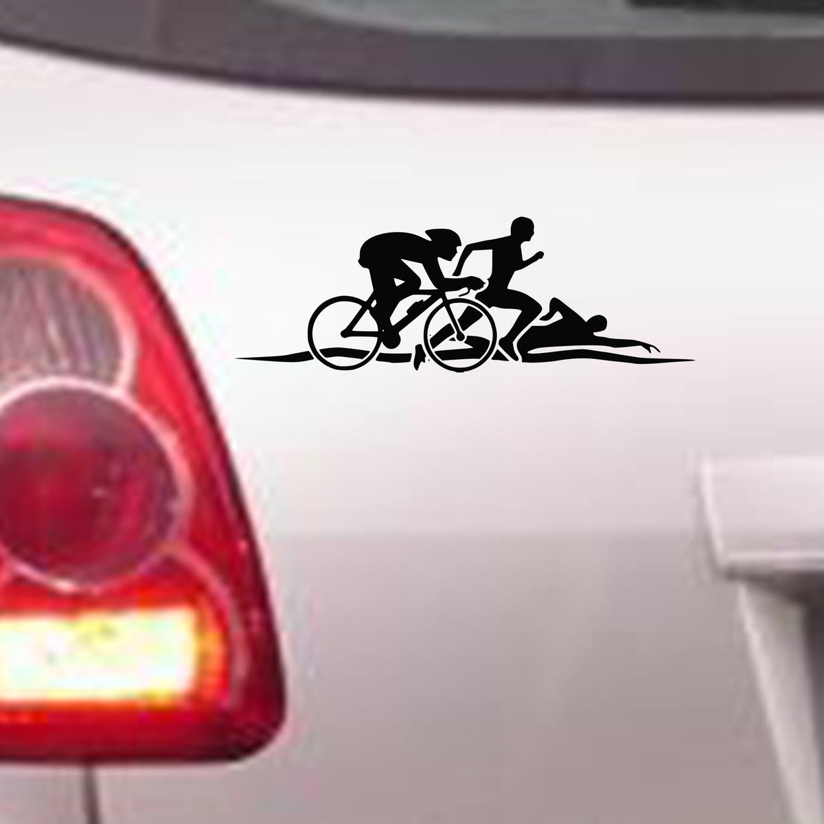 Cycle Run Swim Silhouettes bumper sticker in standard