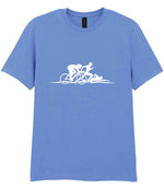 Cycle Run Swim Silhouettes t-shirt in carolina blue