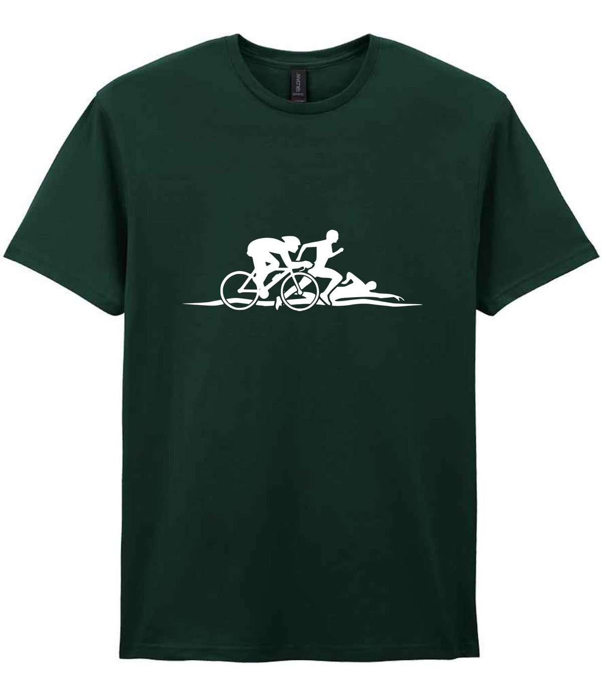 Cycle Run Swim Silhouettes t-shirt in forest green