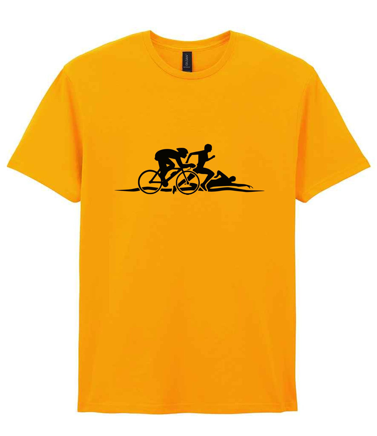 Cycle Run Swim Silhouettes t-shirt in gold