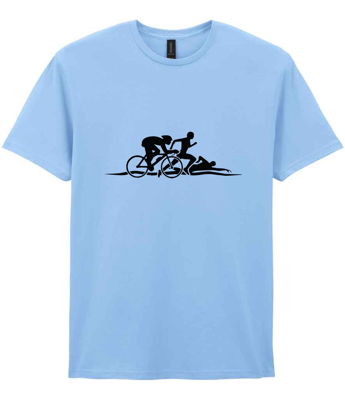 Cycle Run Swim Silhouettes t-shirt in light blue