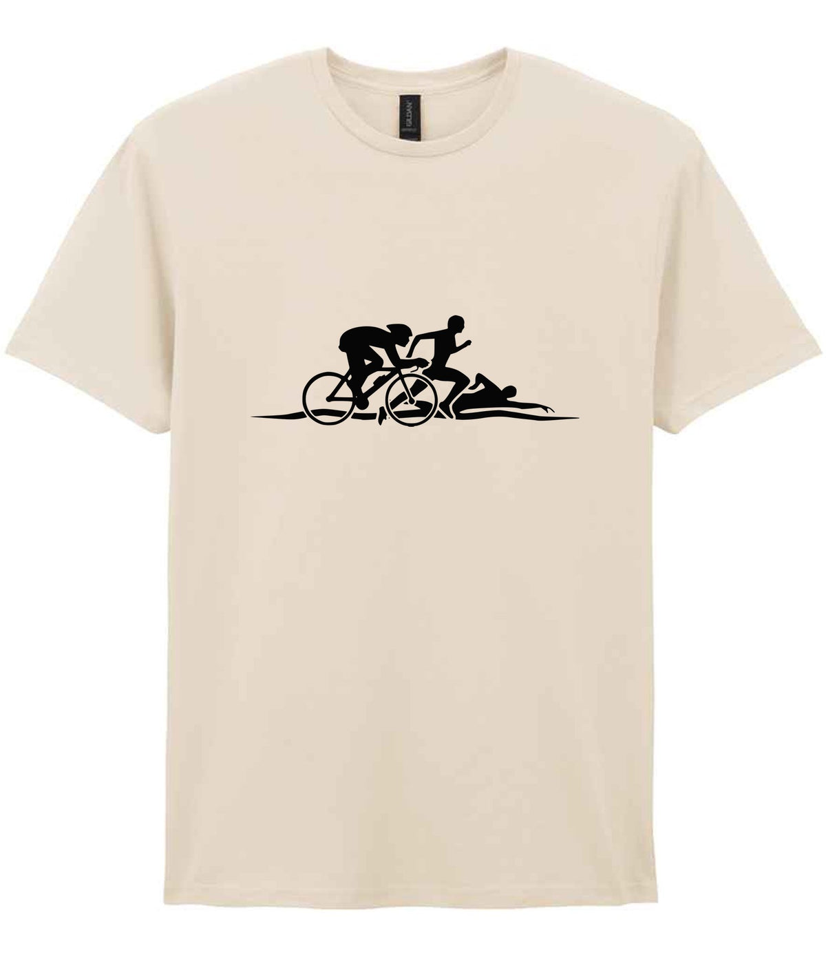 Cycle Run Swim Silhouettes t-shirt in natural
