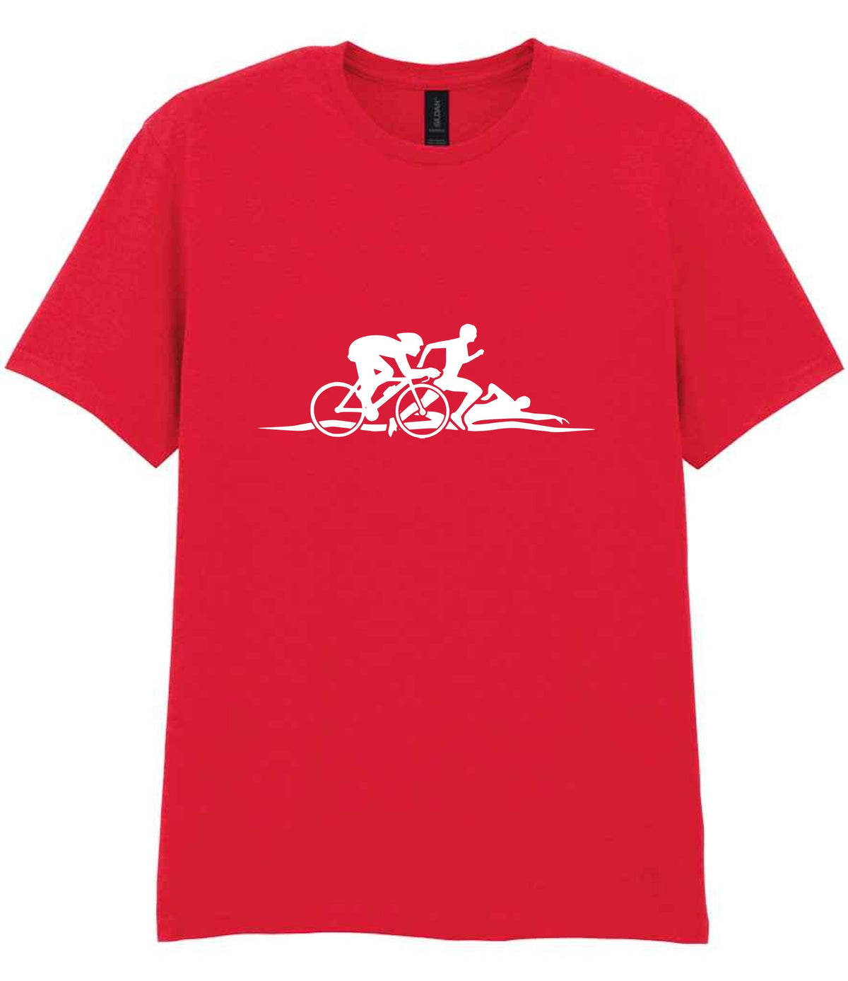 Cycle Run Swim Silhouettes t-shirt in red