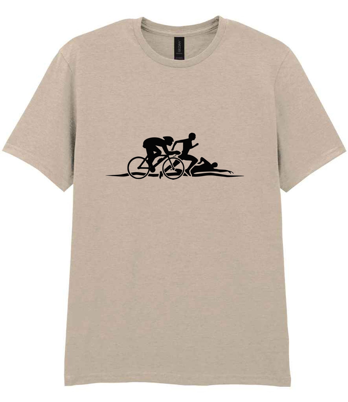 Cycle Run Swim Silhouettes t-shirt in sand