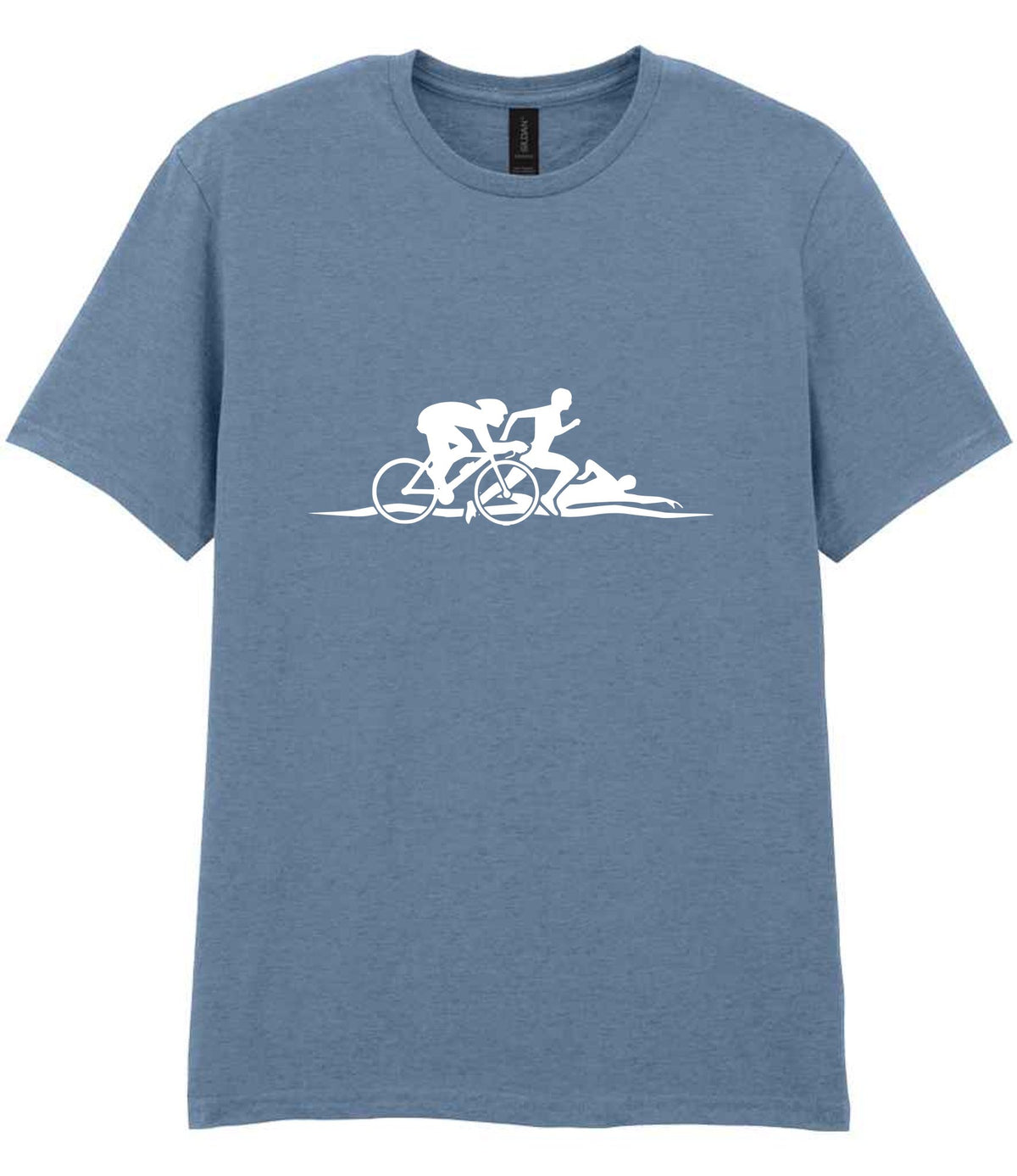 Cycle Run Swim Silhouettes t-shirt in stone blue