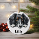 Customisable Dachshund Portrait – Ceramic Hanging Decoration, personalised with your own text