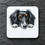 Dachshund Portrait coaster in white