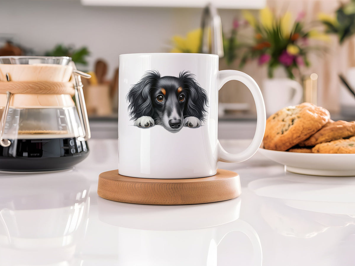 Dachshund Portrait standard mug in white