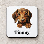 Customisable Dachshund Puppy – Coaster, personalised with your own text