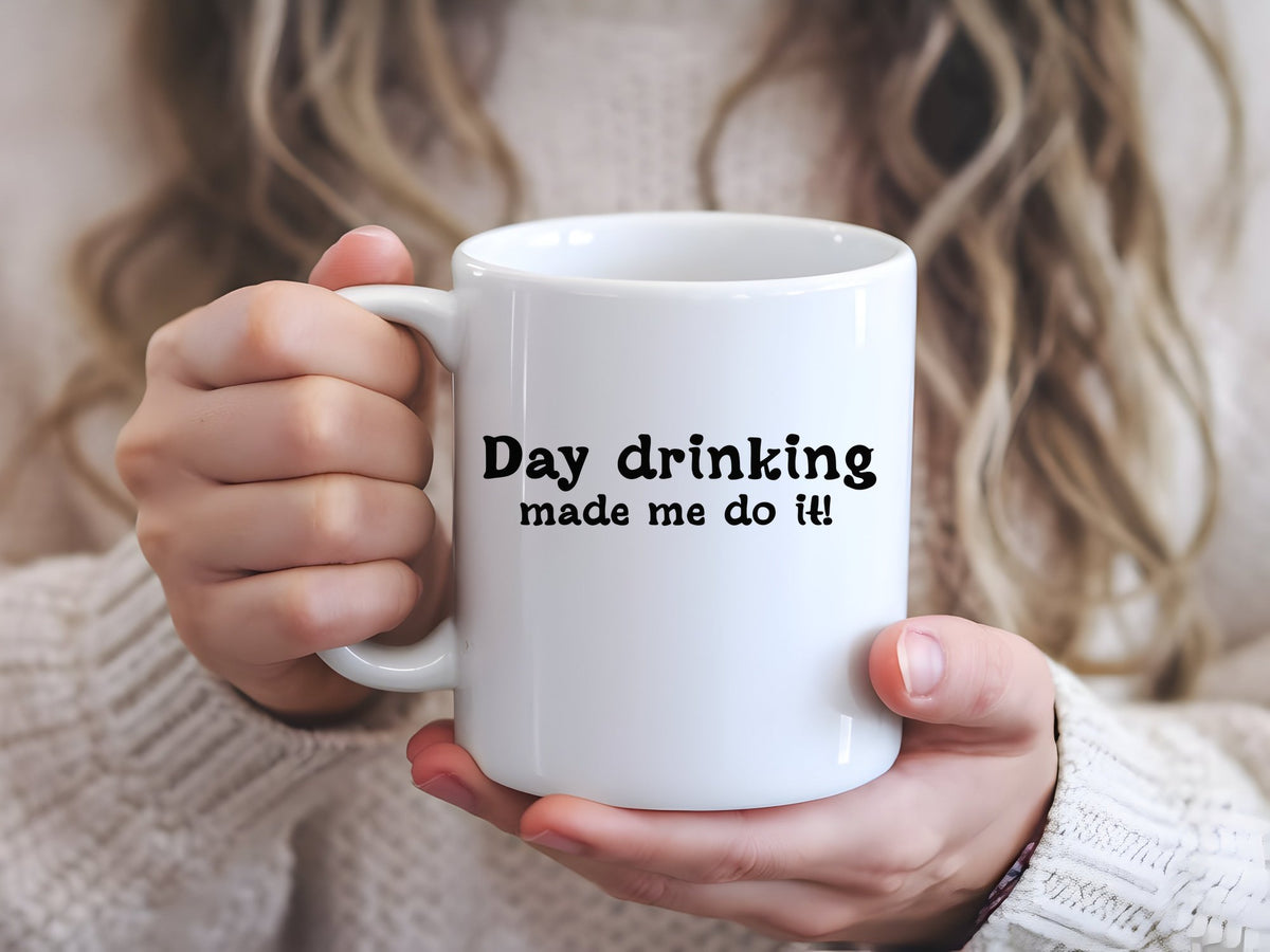 Mug piece of the Day Drinking Made Me Do It! Matching Set: Mug, Coaster & T-shirt in Purple