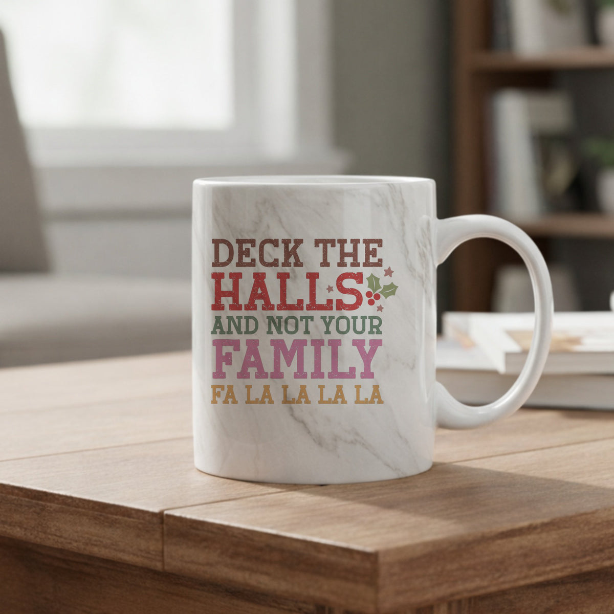 Deck the Halls Funny marble mug in grey