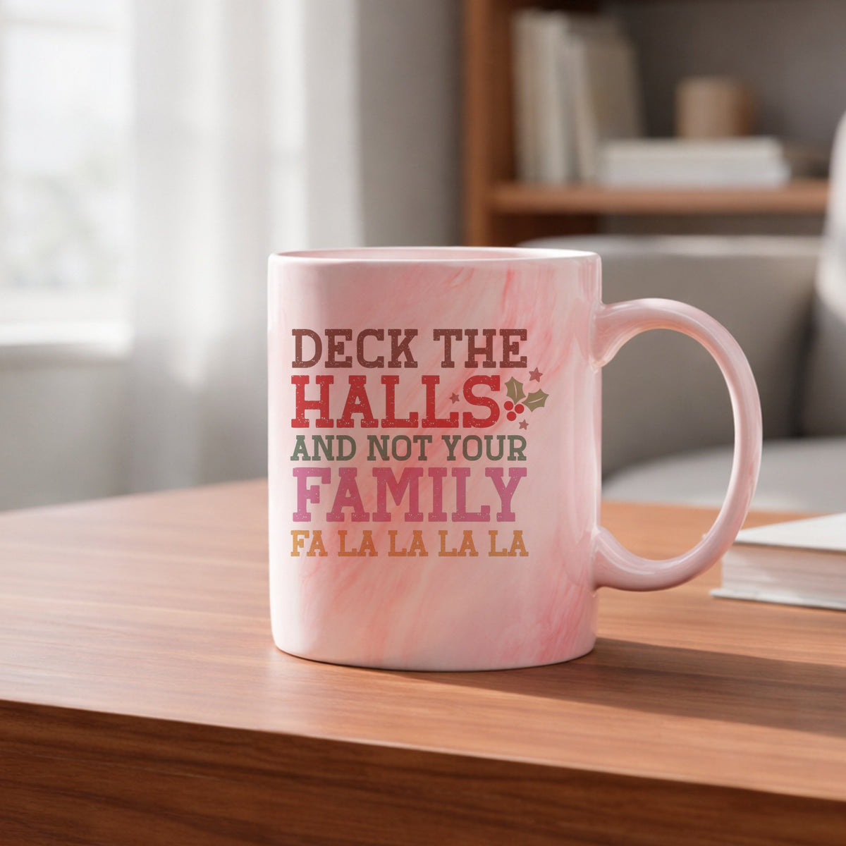 Deck the Halls Funny marble mug in red