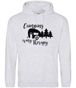 Camping Is My Therapy hoodie in ash
