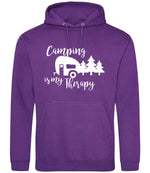 Camping Is My Therapy hoodie in purple