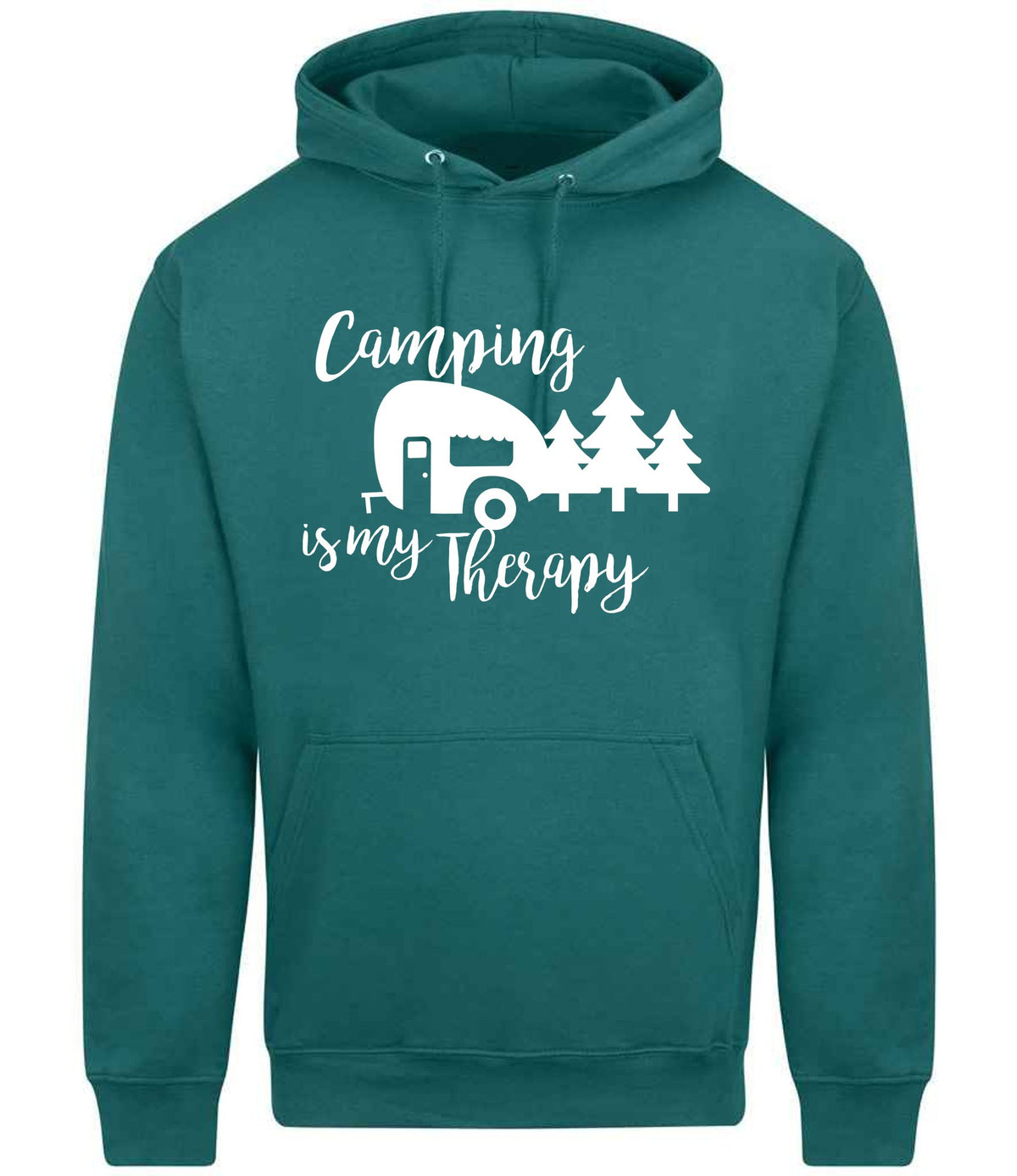 Camping Is My Therapy hoodie in teal