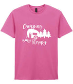 Camping Is My Therapy t-shirt in azalea