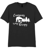 Camping Is My Therapy t-shirt in black