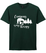 Camping Is My Therapy t-shirt in forest green