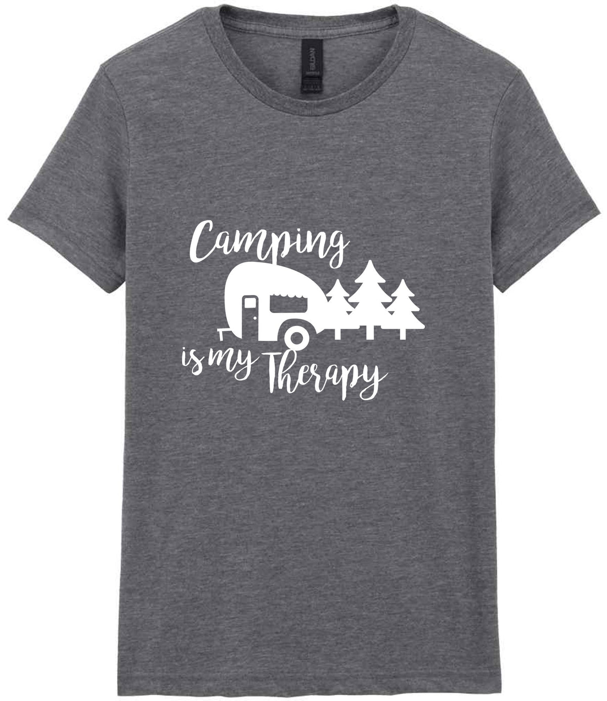 Camping Is My Therapy t-shirt in graphite heather