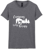 Camping Is My Therapy t-shirt in graphite heather