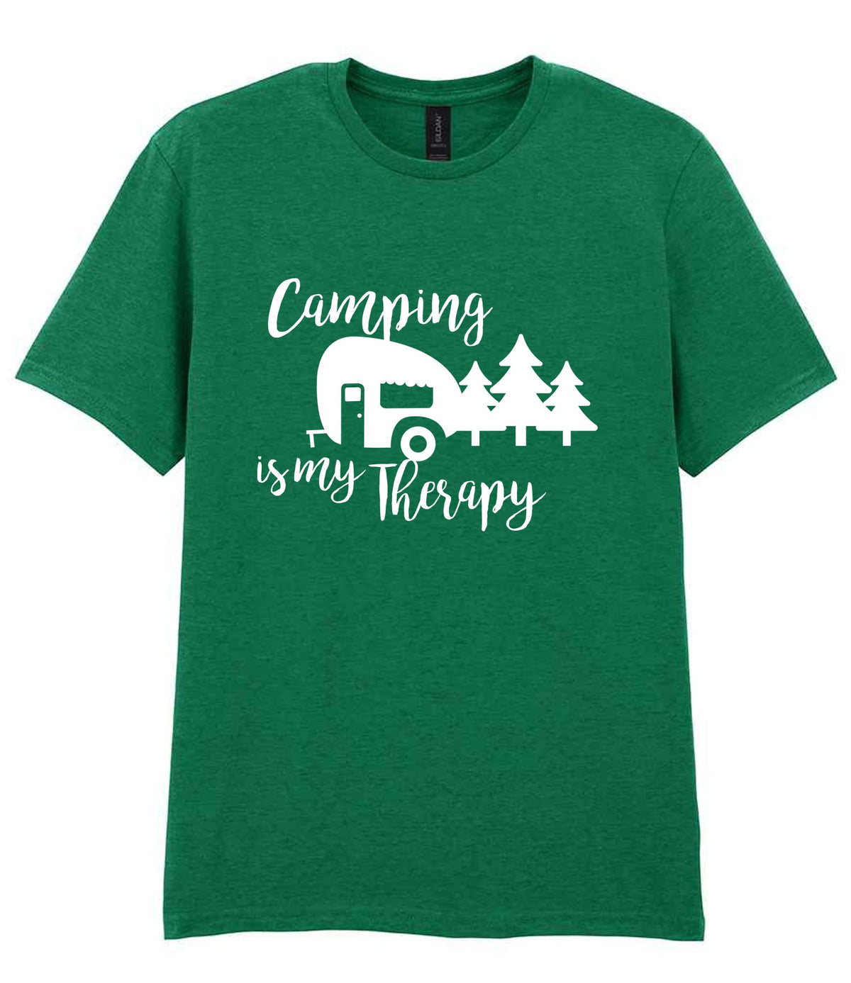 Camping Is My Therapy t-shirt in kelly green