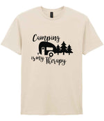 Camping Is My Therapy t-shirt in natural