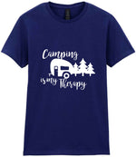 Camping Is My Therapy t-shirt in navy
