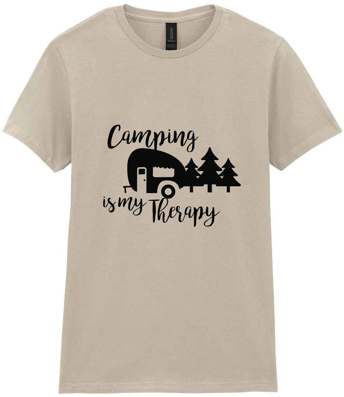 Camping Is My Therapy t-shirt in sand