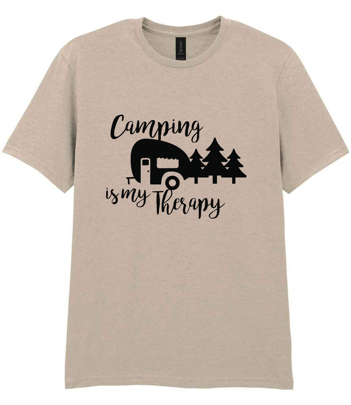 Camping Is My Therapy t-shirt in sand