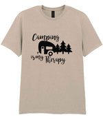 Camping Is My Therapy t-shirt in sand