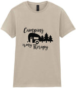 Camping Is My Therapy t-shirt in sand