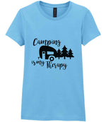 Camping Is My Therapy t-shirt in sky blue